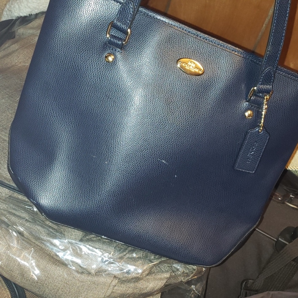 Coach navy blue tote